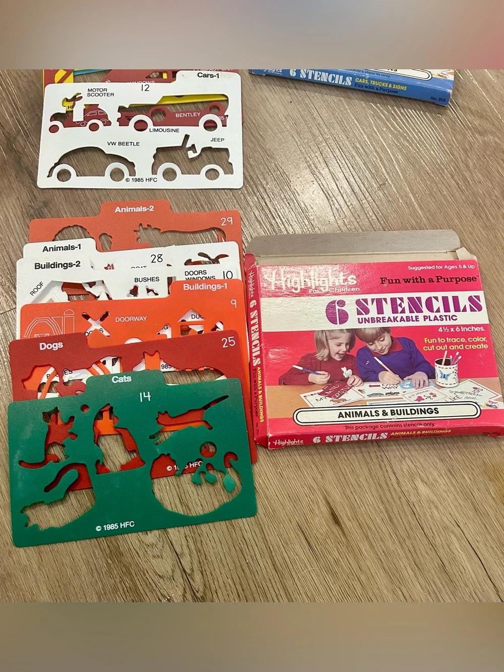 Vintage Stencil Lot Highlights for Children 1985 Golden Books Zoo Animals
